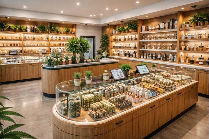 A factory floor with workers in the cannabis industry.